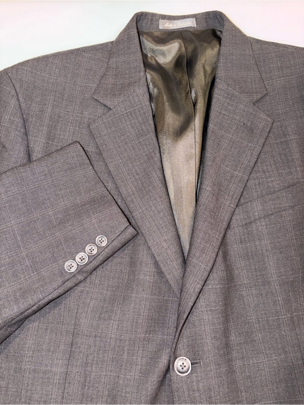 Oscar de la Renta Men's 100% Wool Gray Plaid Sport Coat Jacket Blazer 43R